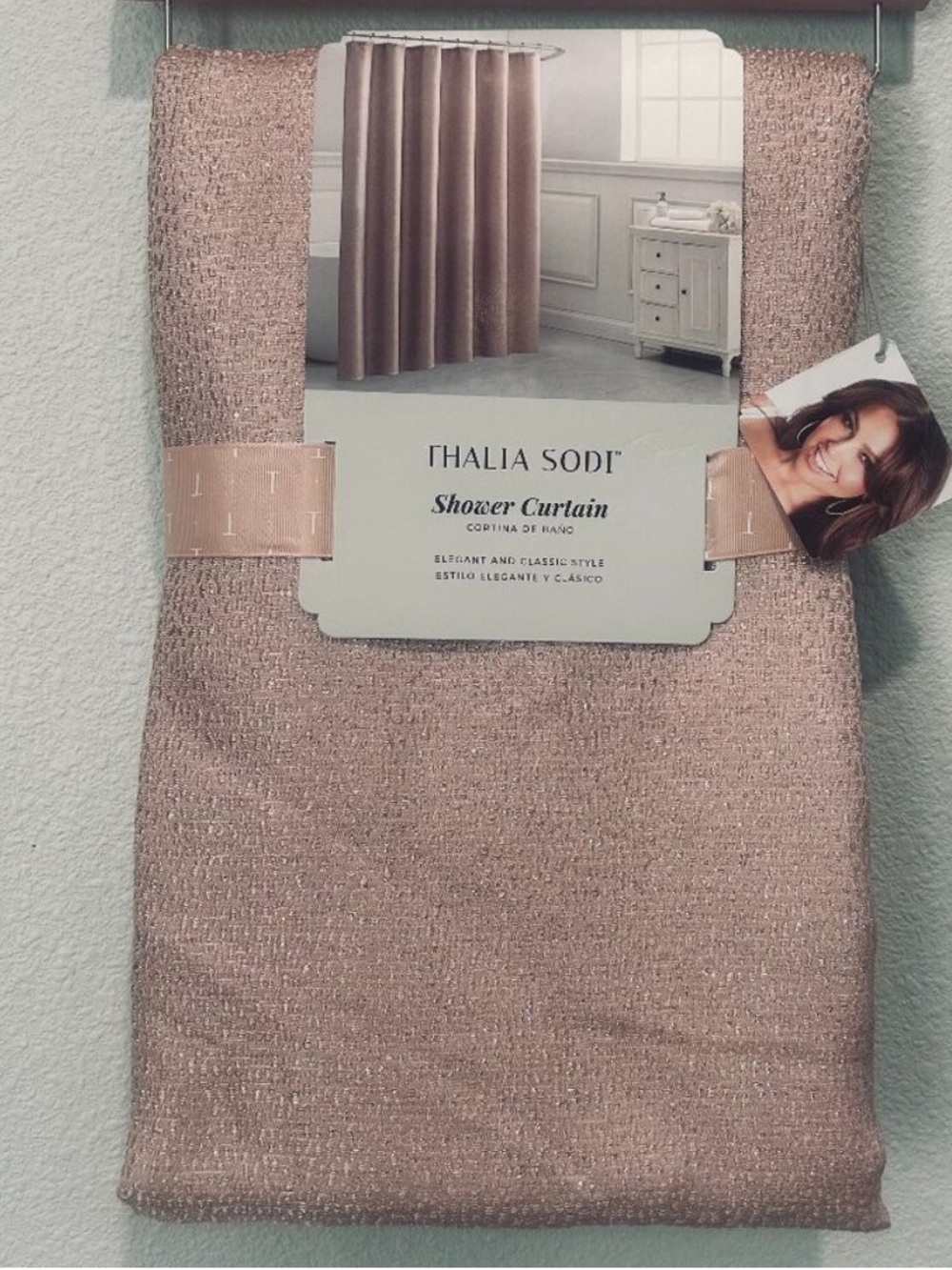 THALIA SODI Pink Shimmer Shower Curtain 70x72